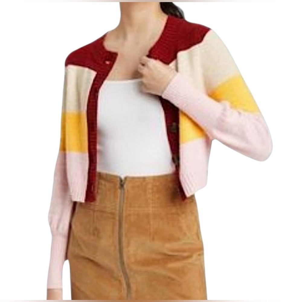 Wild Fable Multicolor Long Sleeve Cropped Button-Down Sweater Top Jr Size XL